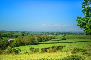 Glamping site valley countryside